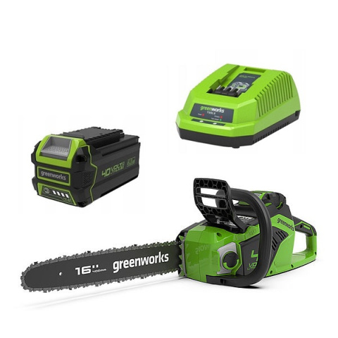 Greenworks 40V pilarka łańcuchowa 40 cm Greenworks GD40CS18K4 zestaw ładowarka aku 4Ah