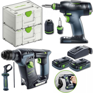 Festool Zestaw akumulatorowy wkrętarka T 18+3 HPC 4,0 I-Plus + Młotowiertarka BHC 18