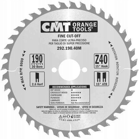 CMT - Piła HM 190x30x2,6/1,6 Z=40