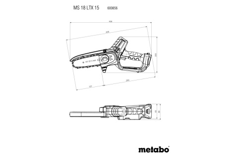 Piła pilarka łańcuchowa akumulatorowa Metabo MS 18 LTX 15 w walizce osprzęt