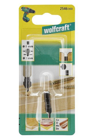 Wiertło z pogłębiaczem Wolfcraft WS, Ø 3/8mm, 3 krawędzie tnące, trzpień 6-kąt