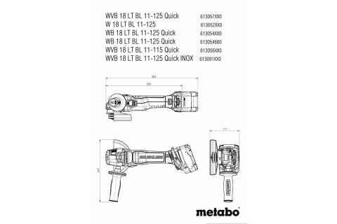 Akumulatorowa szlifierka kątowa Metabo W 18 LT BL 11-125 w walizce metaBOX