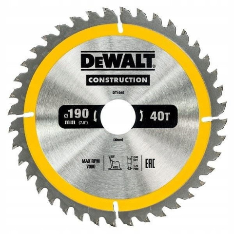 Dewalt Tarcza tnąca do drewna 190x30mm 40T DT1945