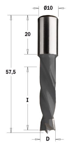 Wiertło nieprzelotowe CMT HW NP D=5 I=30 L=57,5 S=10x20 RH