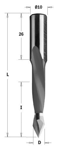 Wiertło przelotowe CMT HW P D=5 I=35 L=70 S=10x26 RH