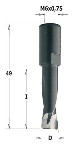 Frez Domino CMT DF 500 D=6 - I=28 L=49 S=M6x0,75