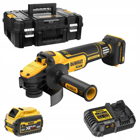 Szlifierka kątowa z regulacją obrotów DEWALT 125mm 18V akum. 6,0Ah ładow. Szlifierka kątowa z regulacją obrotów DEWALT 125mm 18V akum. 6,0Ah ładow.