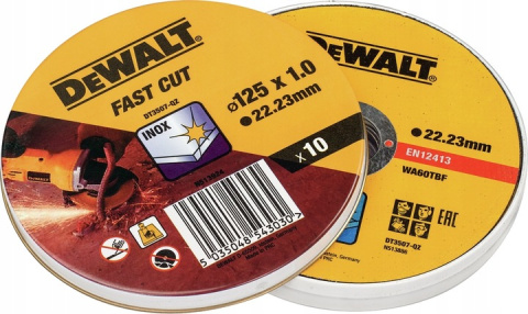TARCZA DEWALT DO CIĘCIA STALI 125 X 1MM INOX 10 sztuk TARCZA DEWALT DO CIĘCIA STALI 125 X 1MM INOX 10 sztuk